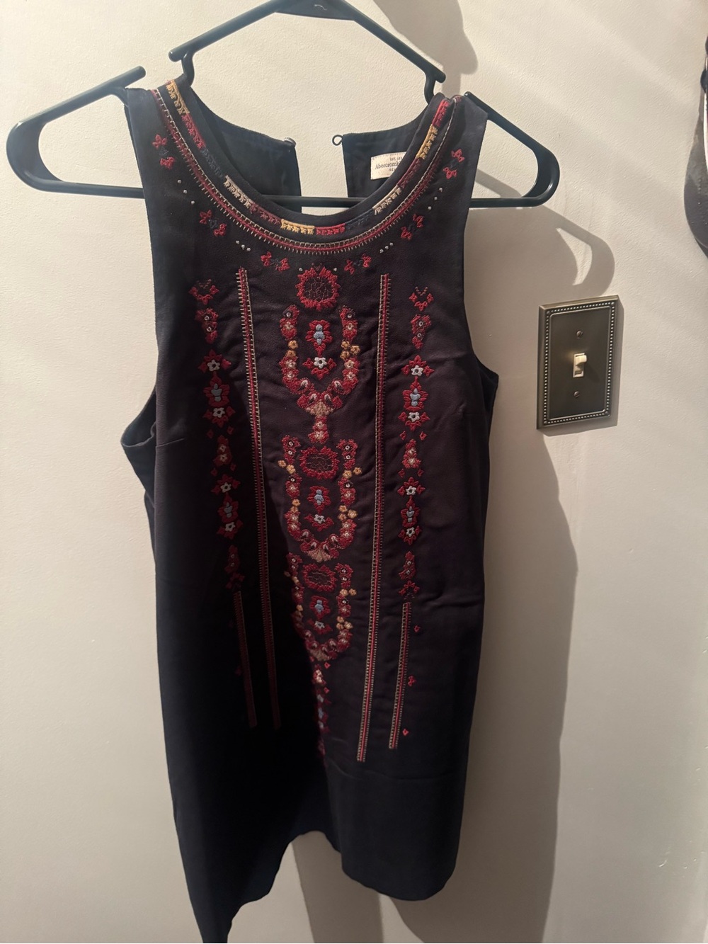 Abercrombie & Fitch Black Mini Dress with Red Embroidery size xs